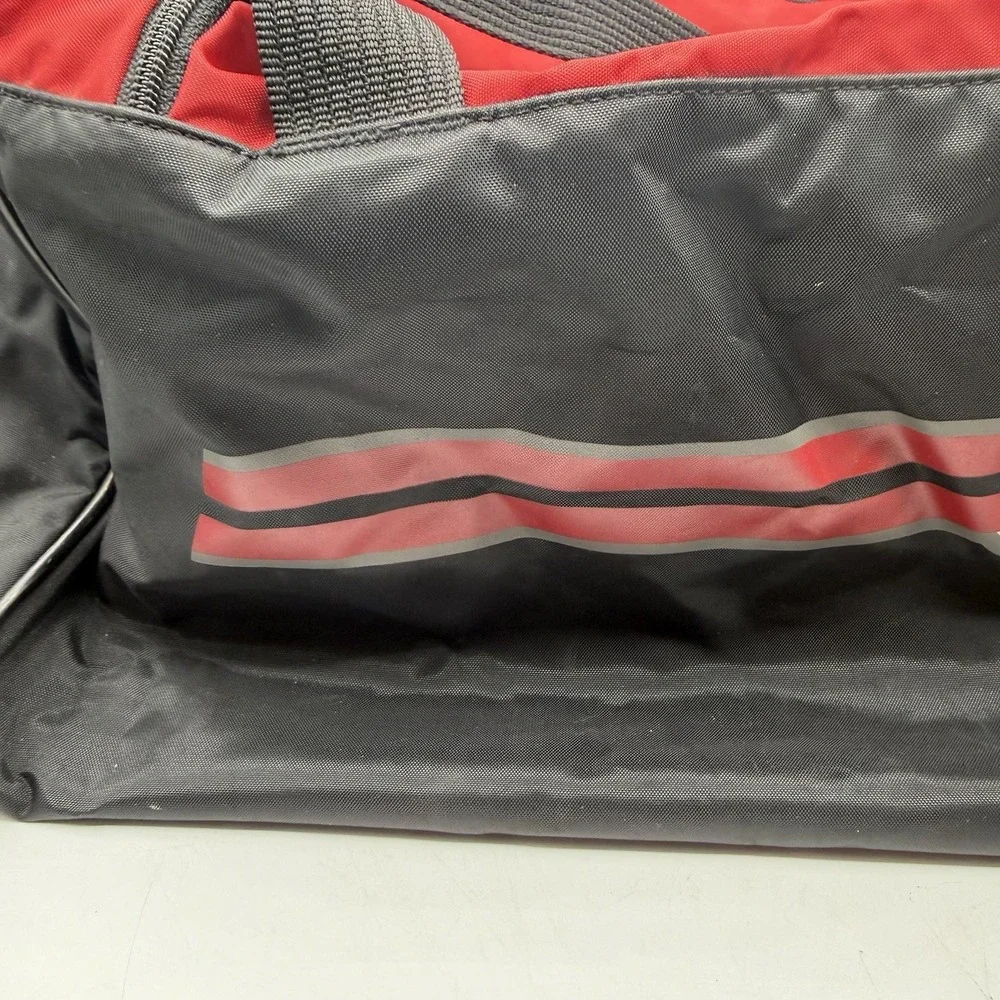 Rare Vintage 90s NIKE Duffle Bag Red Black Spellout Swoosh Retro Gym Travel